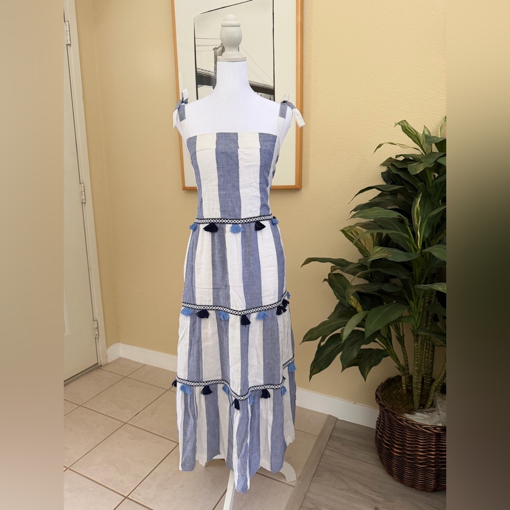 Tommy Bahama St. Lucia Rugby Stripe Midi Dress with pockets Size Large - Picture 3 of 9